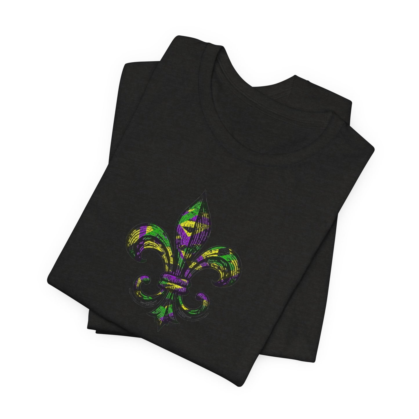 south-of-interstate-10-cajun-store-mardi-gras-fleur-de-lis-with-border-t-shirt-cajun-mardi-gras-t-shirt