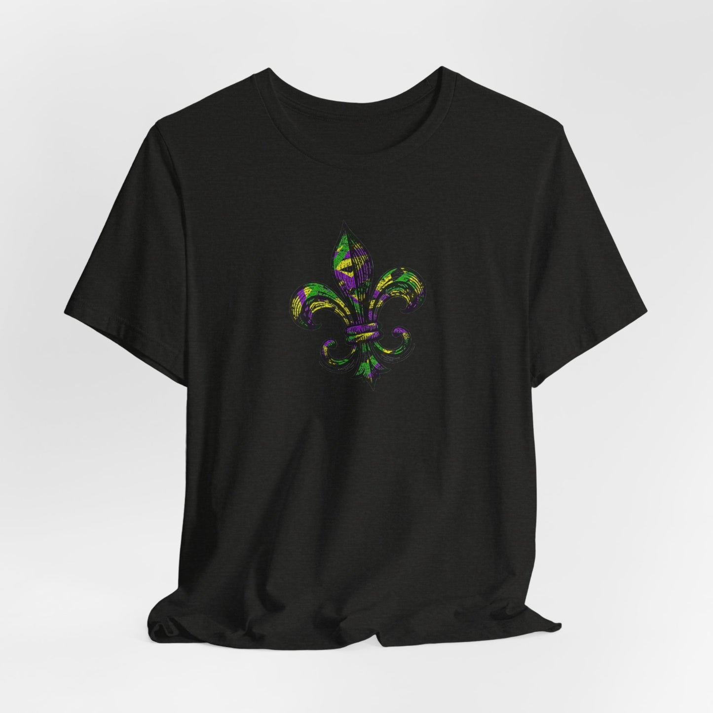 south-of-interstate-10-cajun-store-mardi-gras-fleur-de-lis-with-border-t-shirt-cajun-mardi-gras-t-shirt