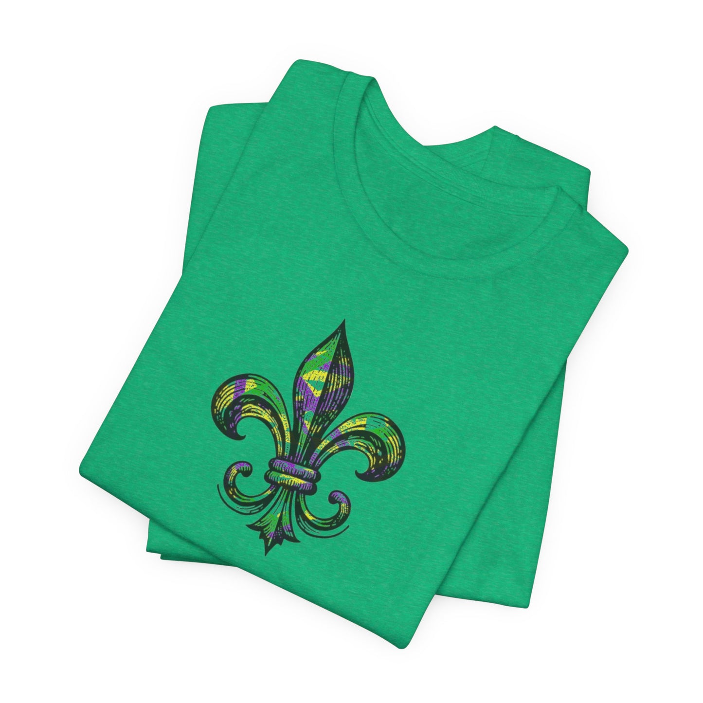 south-of-interstate-10-cajun-store-mardi-gras-fleur-de-lis-with-border-t-shirt-cajun-mardi-gras-t-shirt