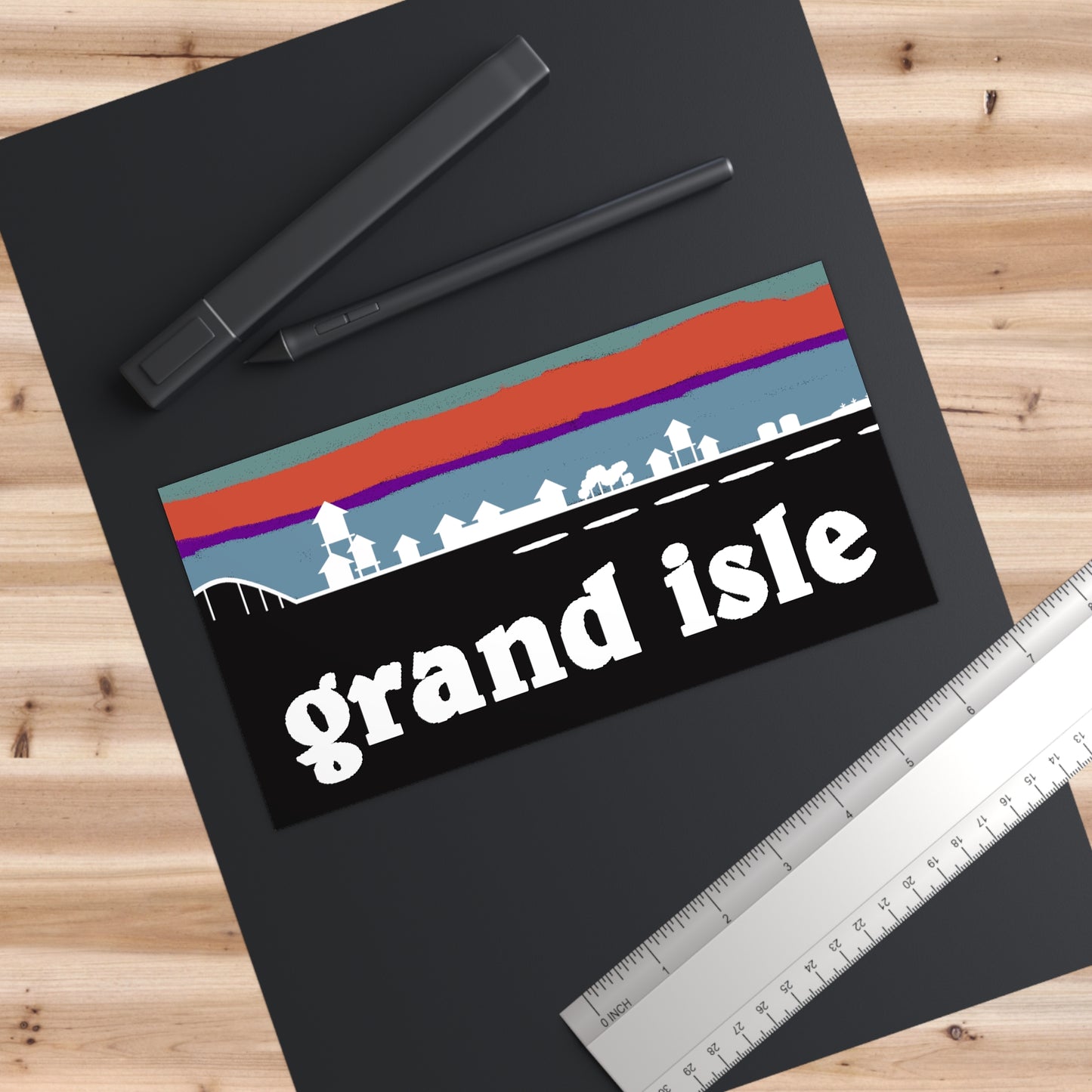Grand Isle Skyline Cajun Bumper Sticker