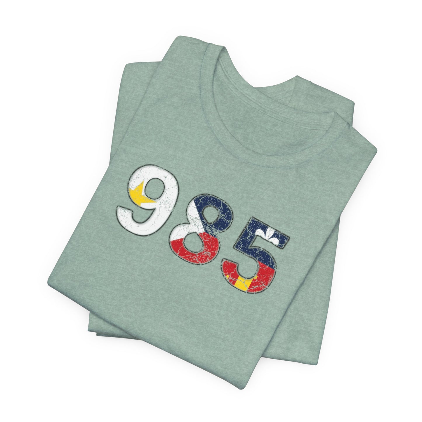 south-of-interstate-10-cajun-store-cajun-flag-985-area-code-t-shirt