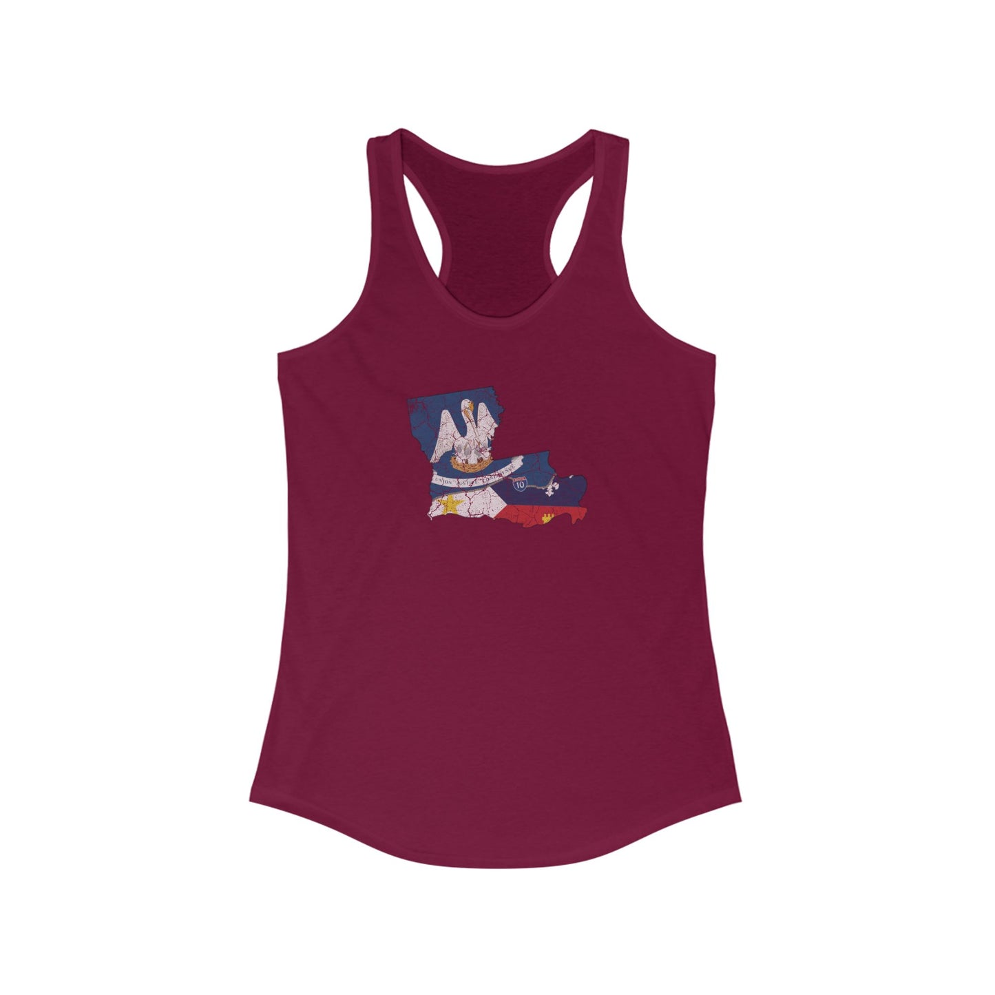 Women's South of Interstate 10 Map Cajun Tank Top