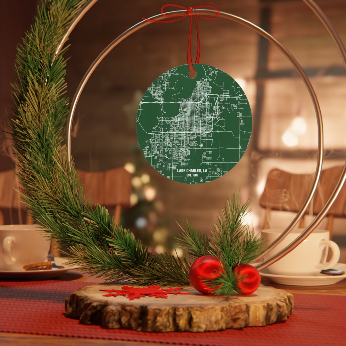 Lake Charles Louisiana Christmas Ornament