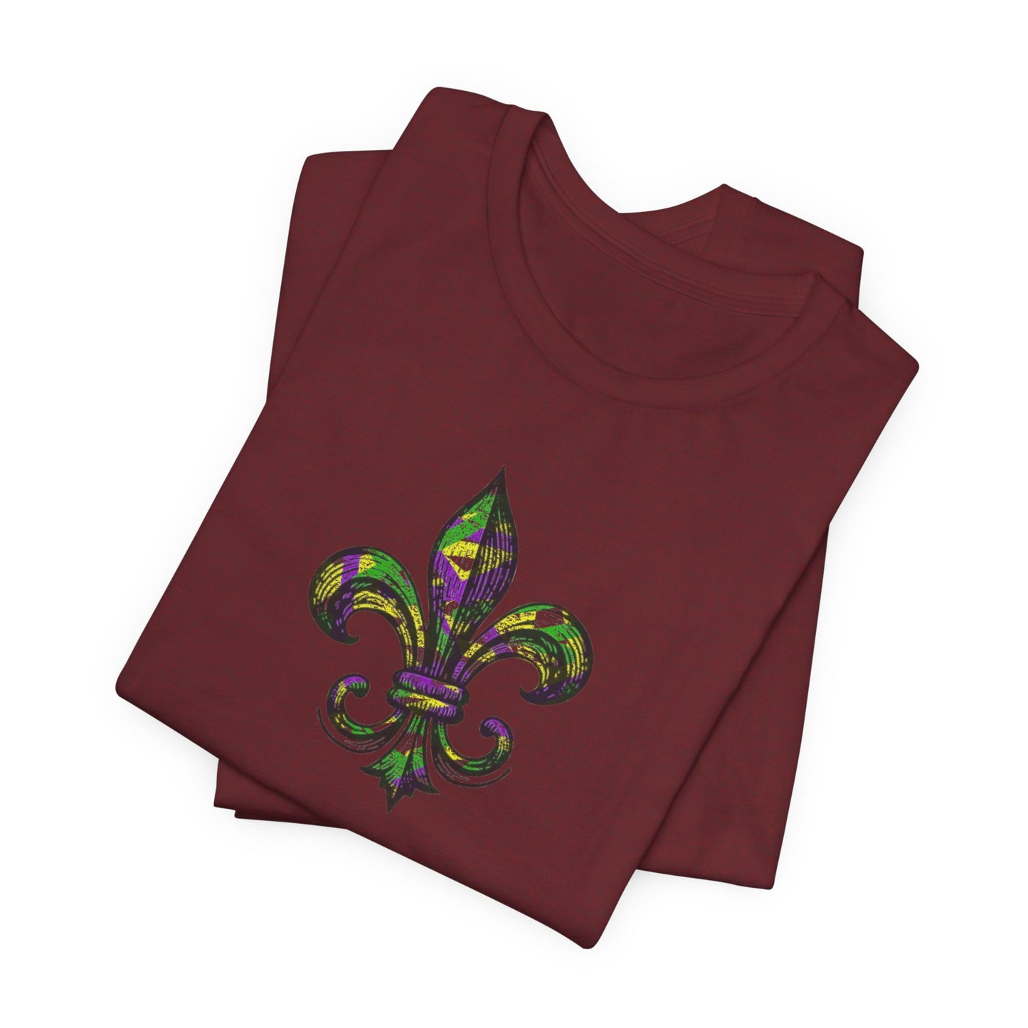 south-of-interstate-10-cajun-store-mardi-gras-fleur-de-lis-with-border-t-shirt-cajun-mardi-gras-t-shirt