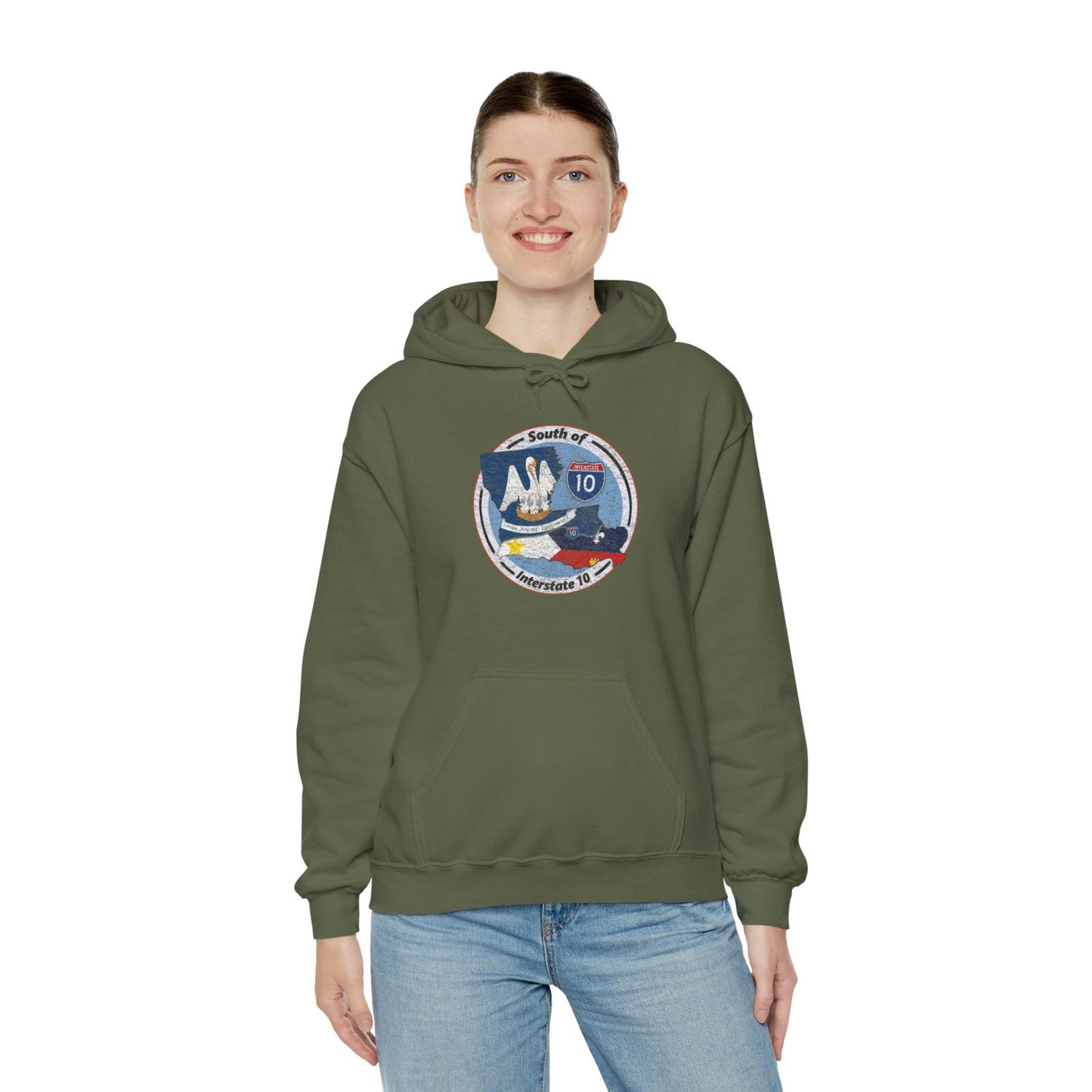 Cajun Country South of I-10, Cajun Hoodie - South of Interstate 10 - #Cajun Store# - #Cajun Clothing# - #Cajun Shirts#