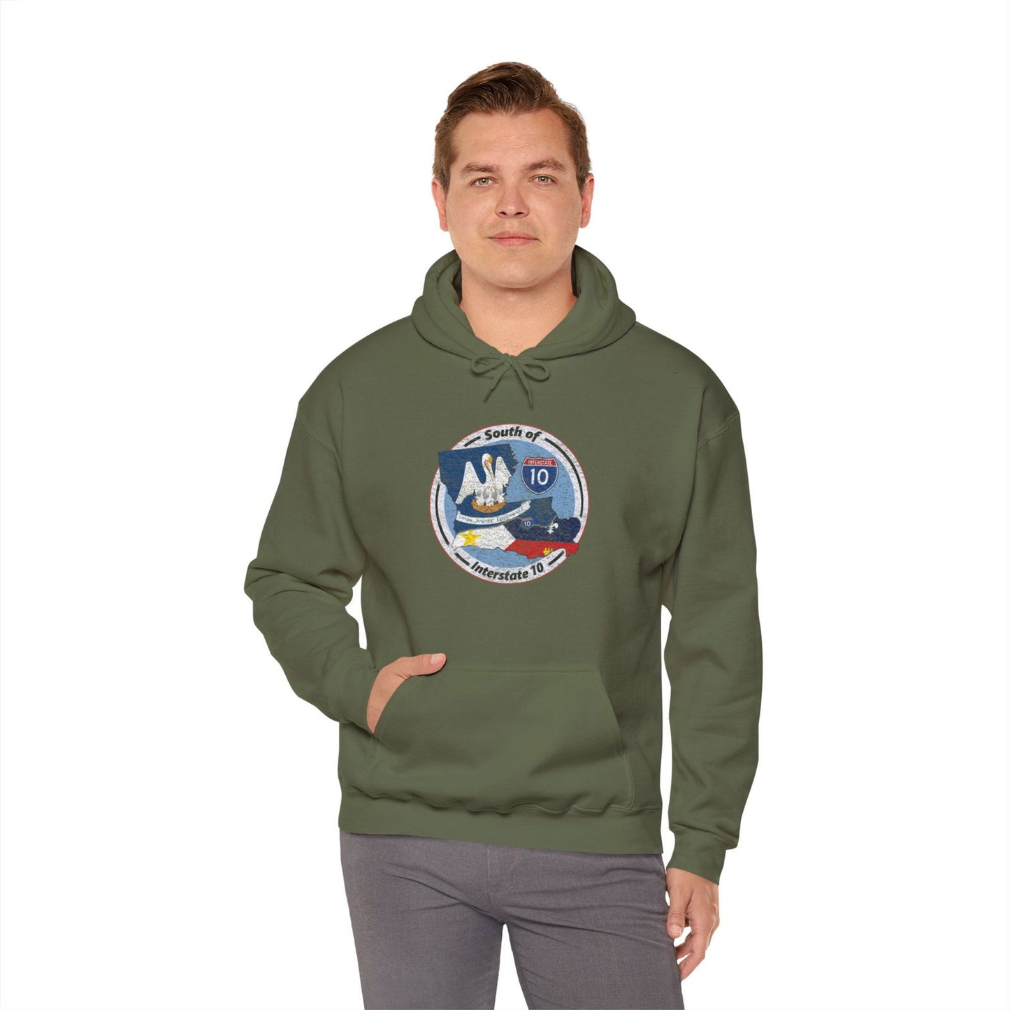 Cajun Country South of I-10, Cajun Hoodie - South of Interstate 10 - #Cajun Store# - #Cajun Clothing# - #Cajun Shirts#