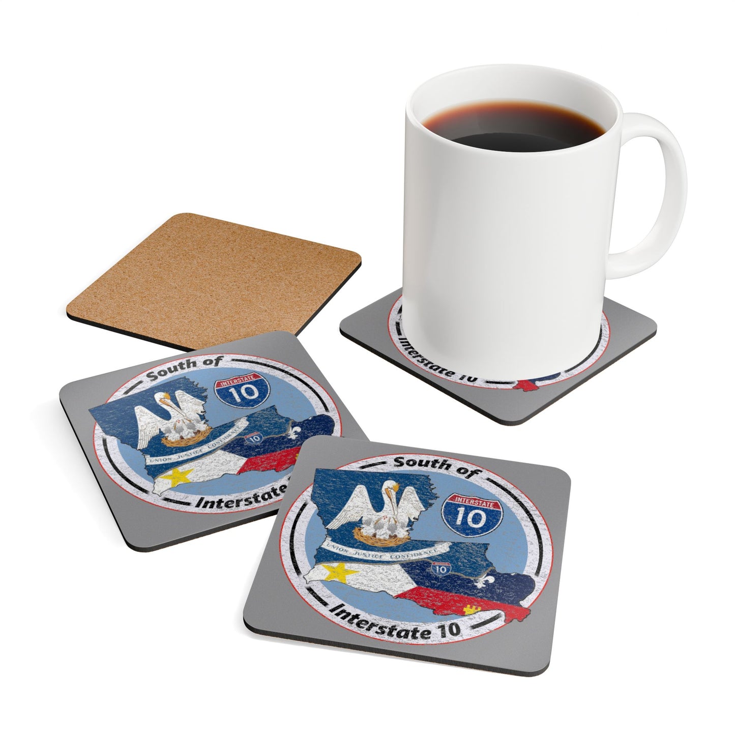South of Interstate 10 Cajun Coasters (Set of 4)