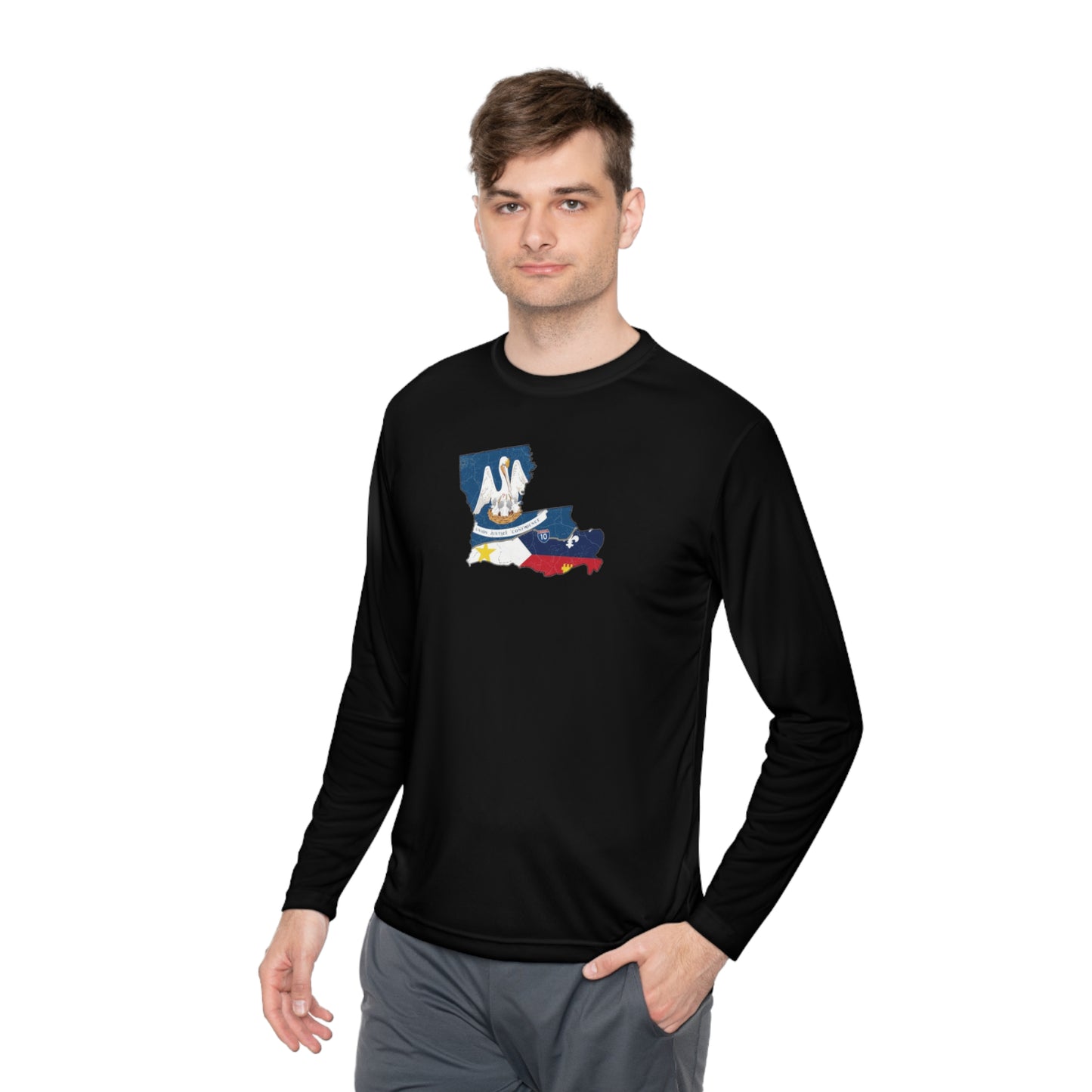 South of Interstate 10 Map Cajun Long Sleeve T-Shirt