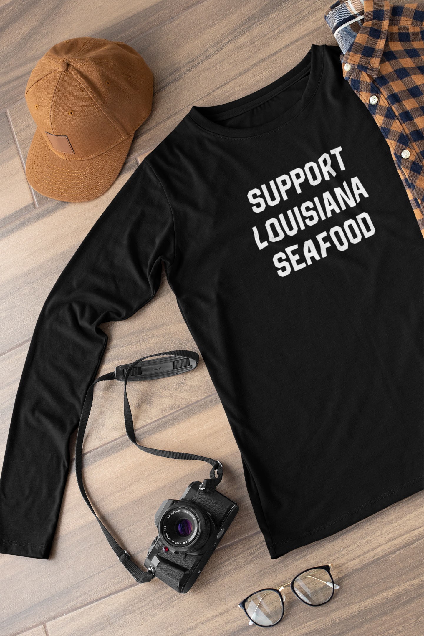 Support Louisiana Seafood Long Sleeve T-Shirt