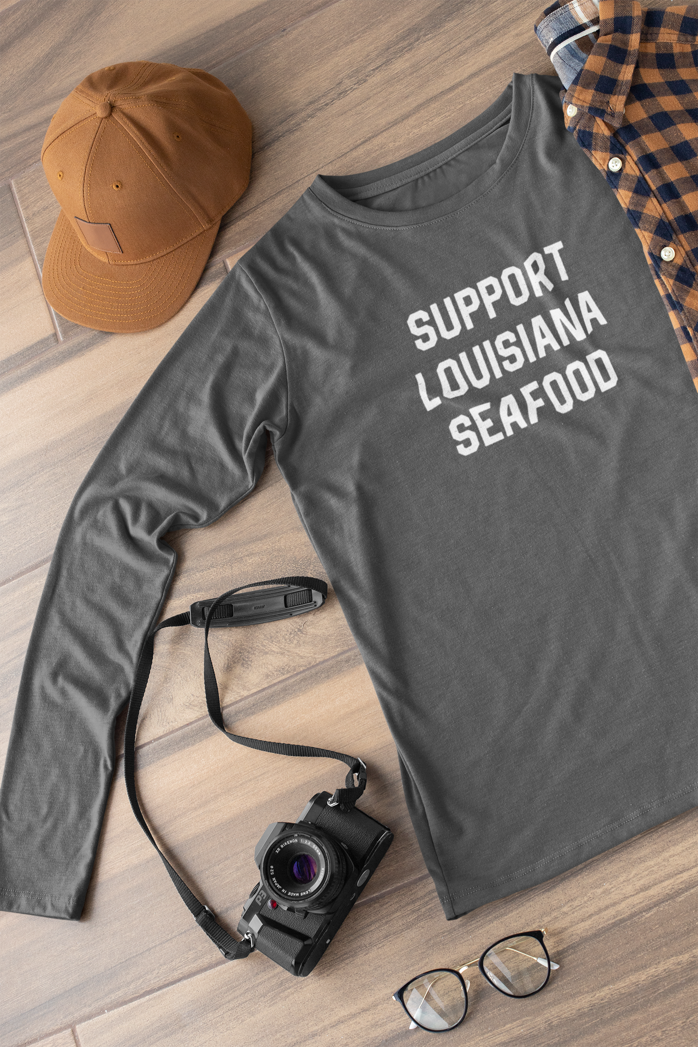 Support Louisiana Seafood Long Sleeve T-Shirt
