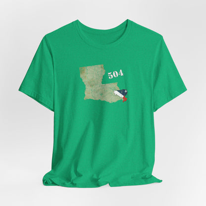 Cajun Area Code 504 Map T-Shirt