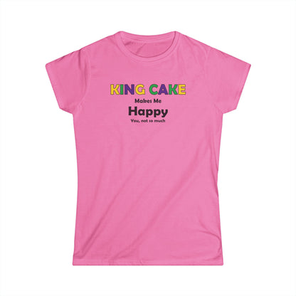 Women's King Cake Makes Me Happy Cajun T-Shirt