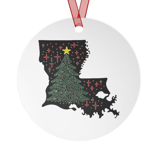 Louisiana Christmas Tree Round Ornament