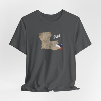 Cajun Area Code 504 Map T-Shirt