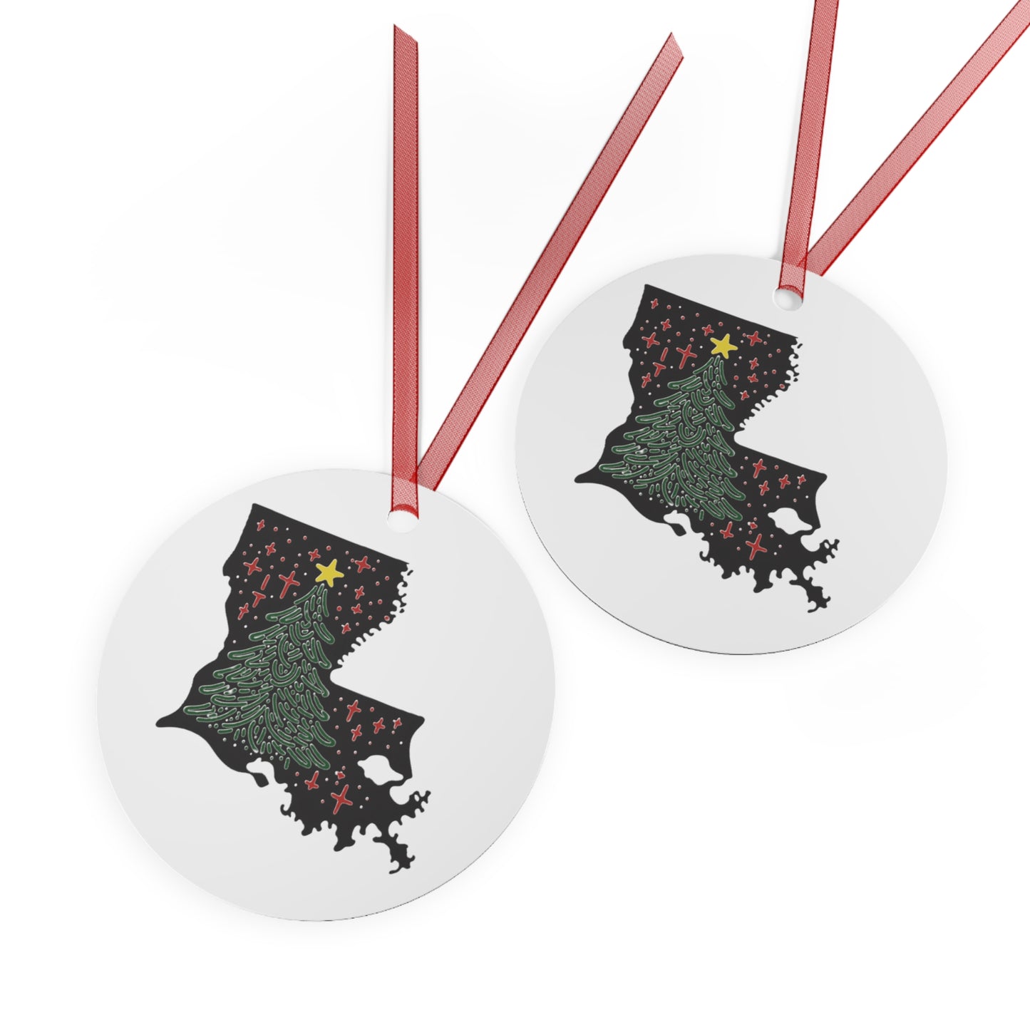 Louisiana Christmas Tree Round Ornament