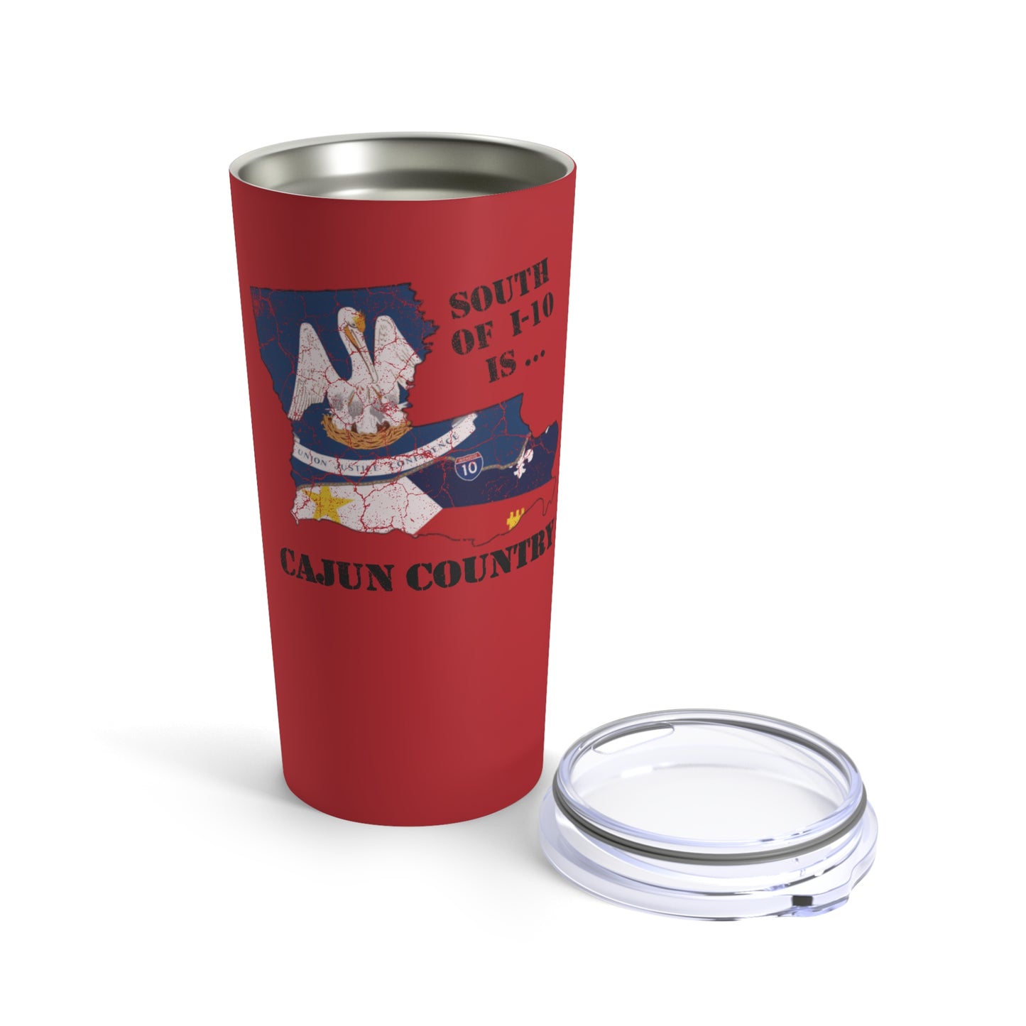 Cajun Country South of I-10 Tumbler (Red, 20oz)