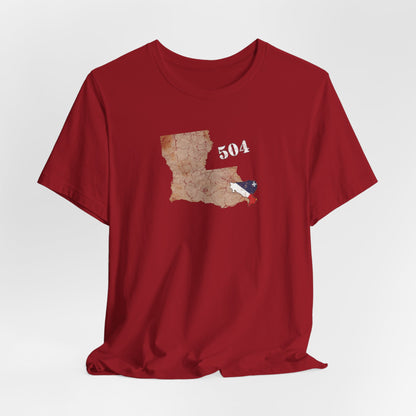 Cajun Area Code 504 Map T-Shirt