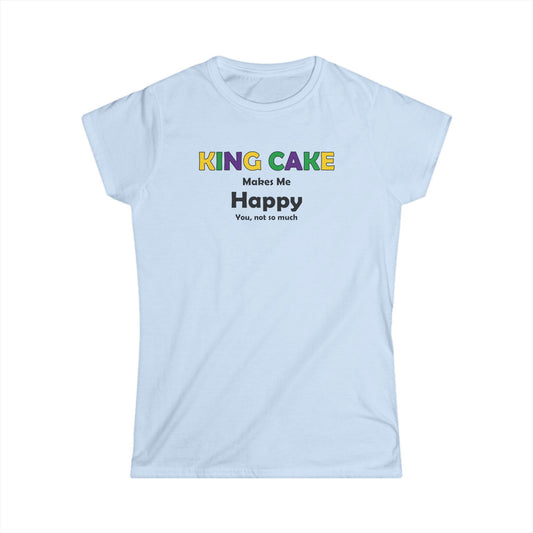 Women's King Cake Makes Me Happy Cajun T-Shirt