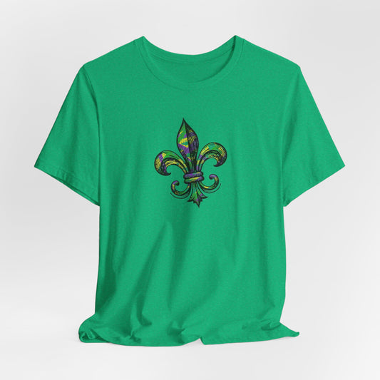 south-of-interstate-10-cajun-store-mardi-gras-fleur-de-lis-with-border-t-shirt-cajun-mardi-gras-t-shirt