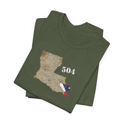 Cajun Area Code 504 Map T-Shirt