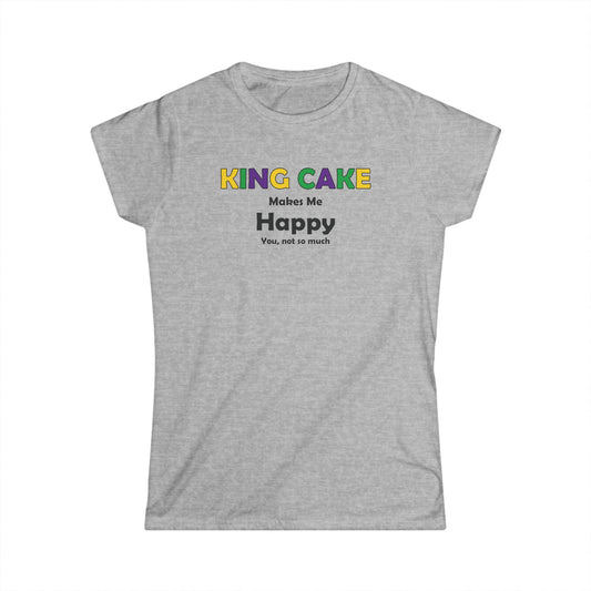 Women's King Cake Makes Me Happy Cajun T-Shirt