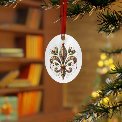 Cajun Christmas Fleur-de-lis Ornament, Cajun Christmas Ornament, Oval - South of Interstate 10 - #Cajun Store# - #Cajun Clothing# - #Cajun Shirts#