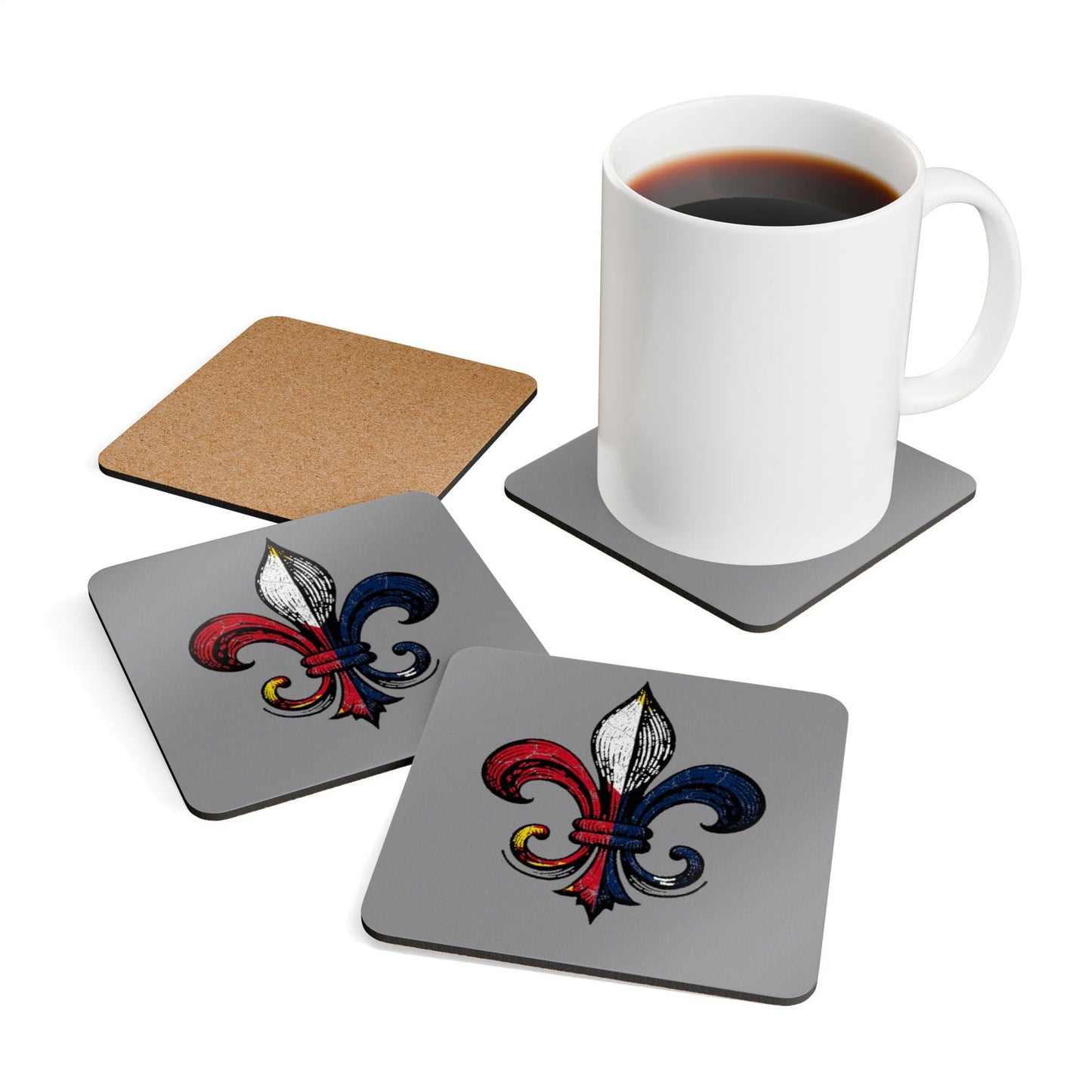 Cajun Fleur-de-lis Coasters, Cajun Coasters (Set of 4) - South of Interstate 10 - #Cajun Store# - #Cajun Clothing# - #Cajun Shirts#