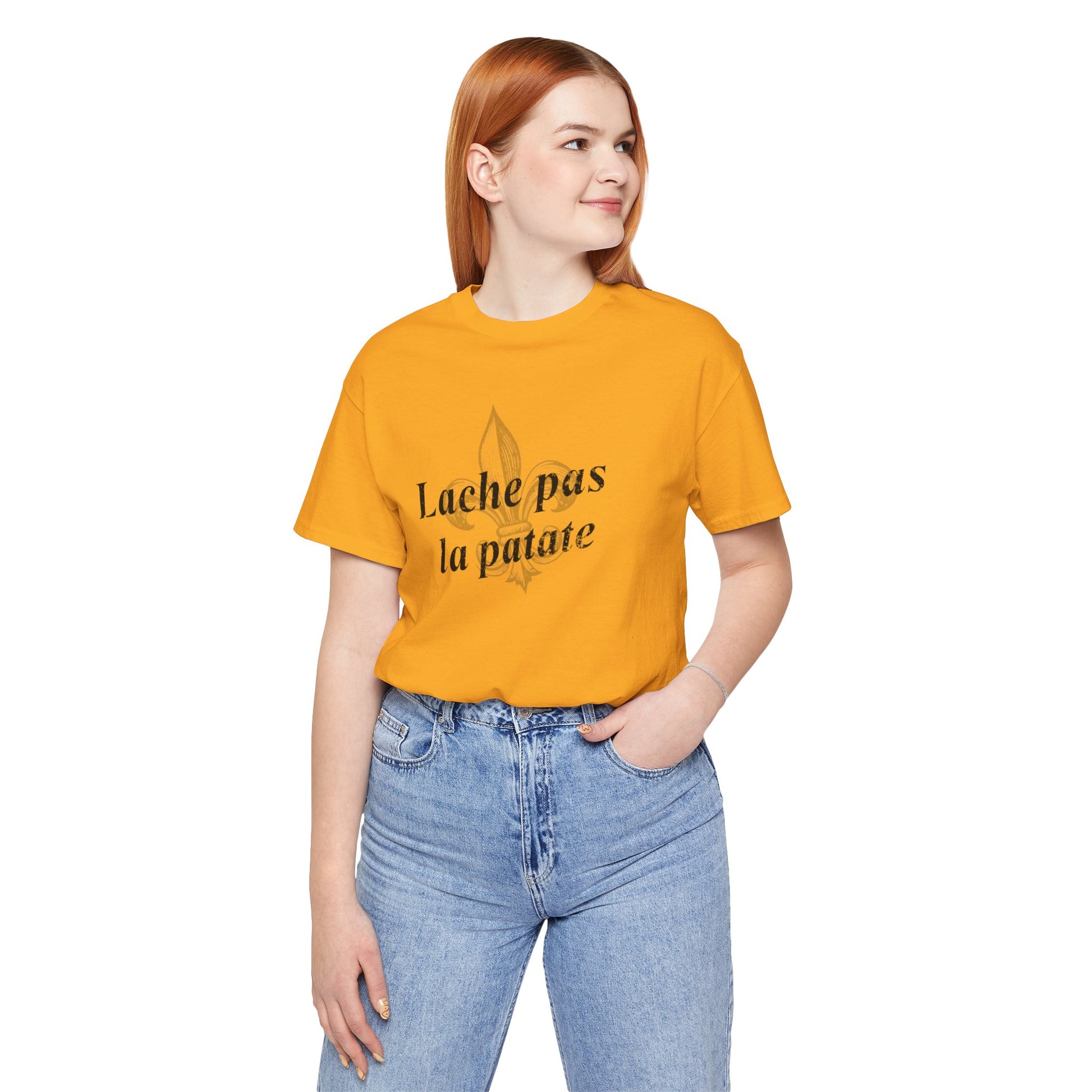 Lache pas la patate (Don't give up the potato) Cajun French T-Shirt - South of Interstate 10 - #Cajun Store# - #Cajun Clothing# - #Cajun Shirts#