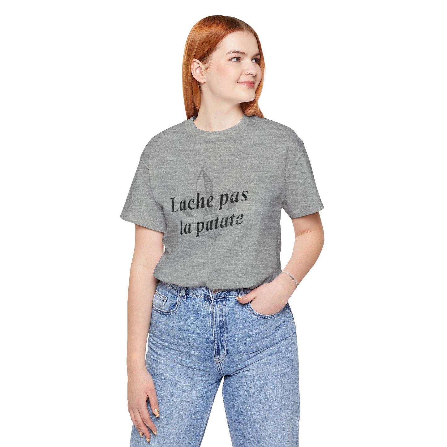 Lache pas la patate (Don't give up the potato) Cajun French T-Shirt - South of Interstate 10 - #Cajun Store# - #Cajun Clothing# - #Cajun Shirts#