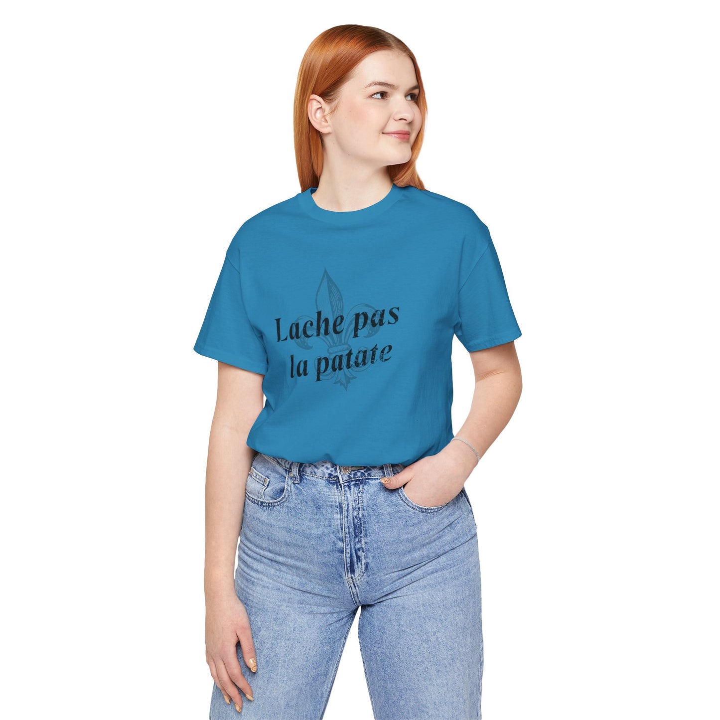 Lache pas la patate (Don't give up the potato) Cajun French T-Shirt - South of Interstate 10 - #Cajun Store# - #Cajun Clothing# - #Cajun Shirts#