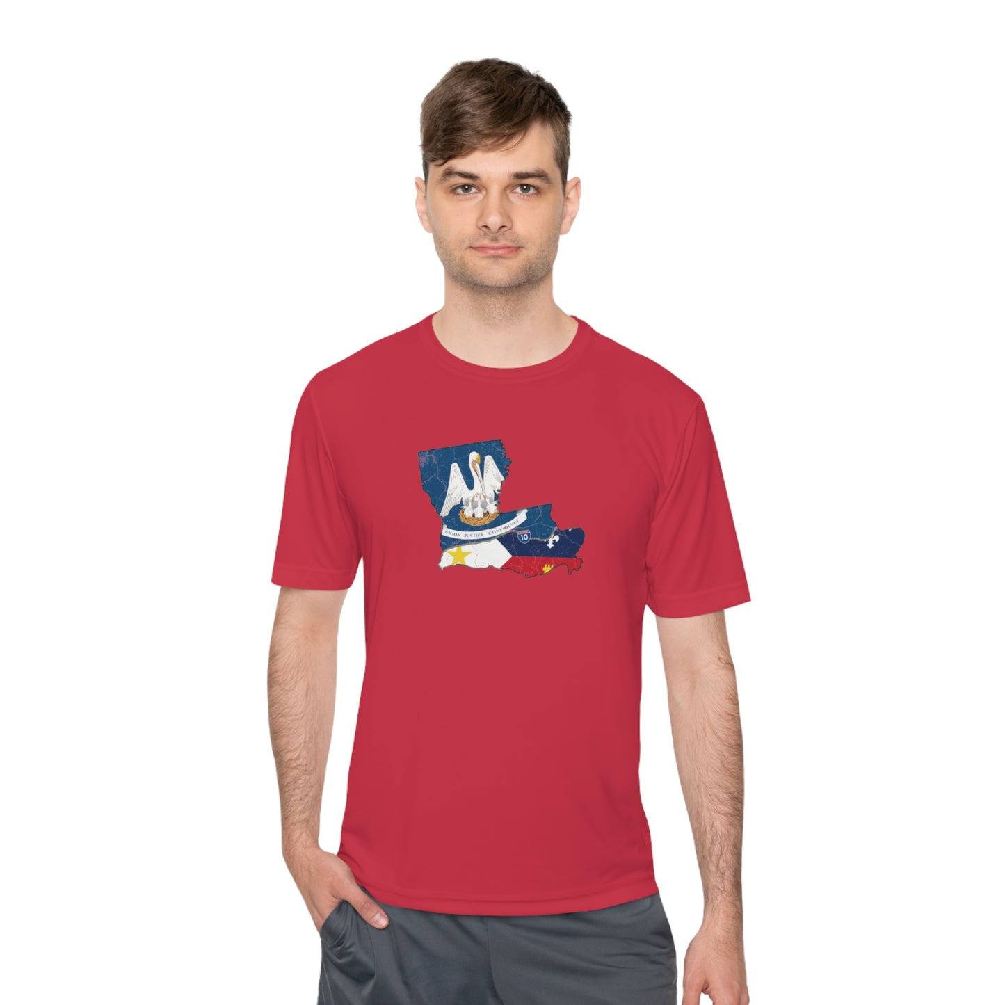 South of Interstate 10 Map Cajun Dry Fit T-Shirt