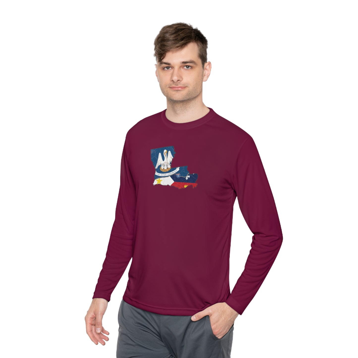 South of Interstate 10 Map Cajun Long Sleeve T-Shirt